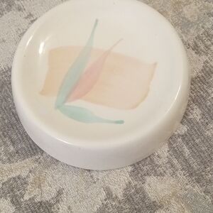 Mikasa White Ceramic Dish with Mint Green, Blush Pink & Peach Accents